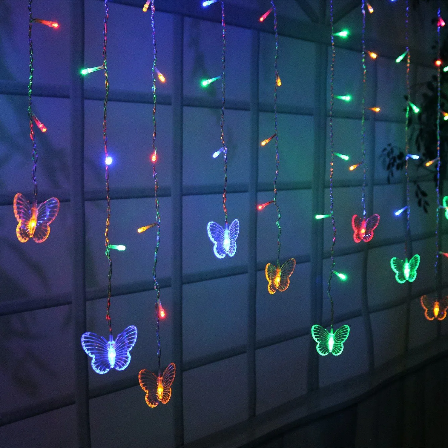 Butterfly Curtain String Lights USB Powered with 8 Modes 96 LED Remote Control