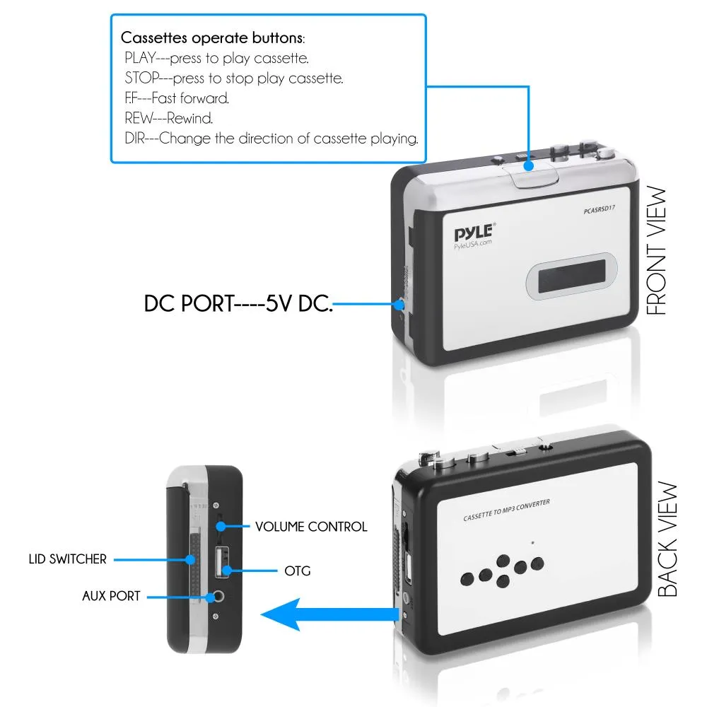 Cassette Player With Mp3 Converter Recorder - Tape Audio Digitizer