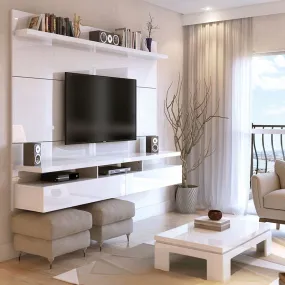 City 2.2 Floating Wall Theater Entertainment Center in White Gloss