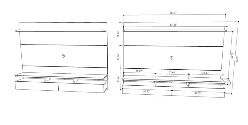 City 2.2 Floating Wall Theater Entertainment Center in White Gloss