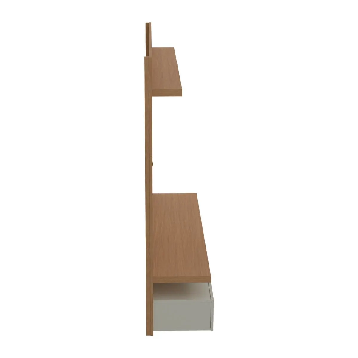 City 62.99 Modern Floating Entertainment Center with Media Shelves in Maple Cream and Off White