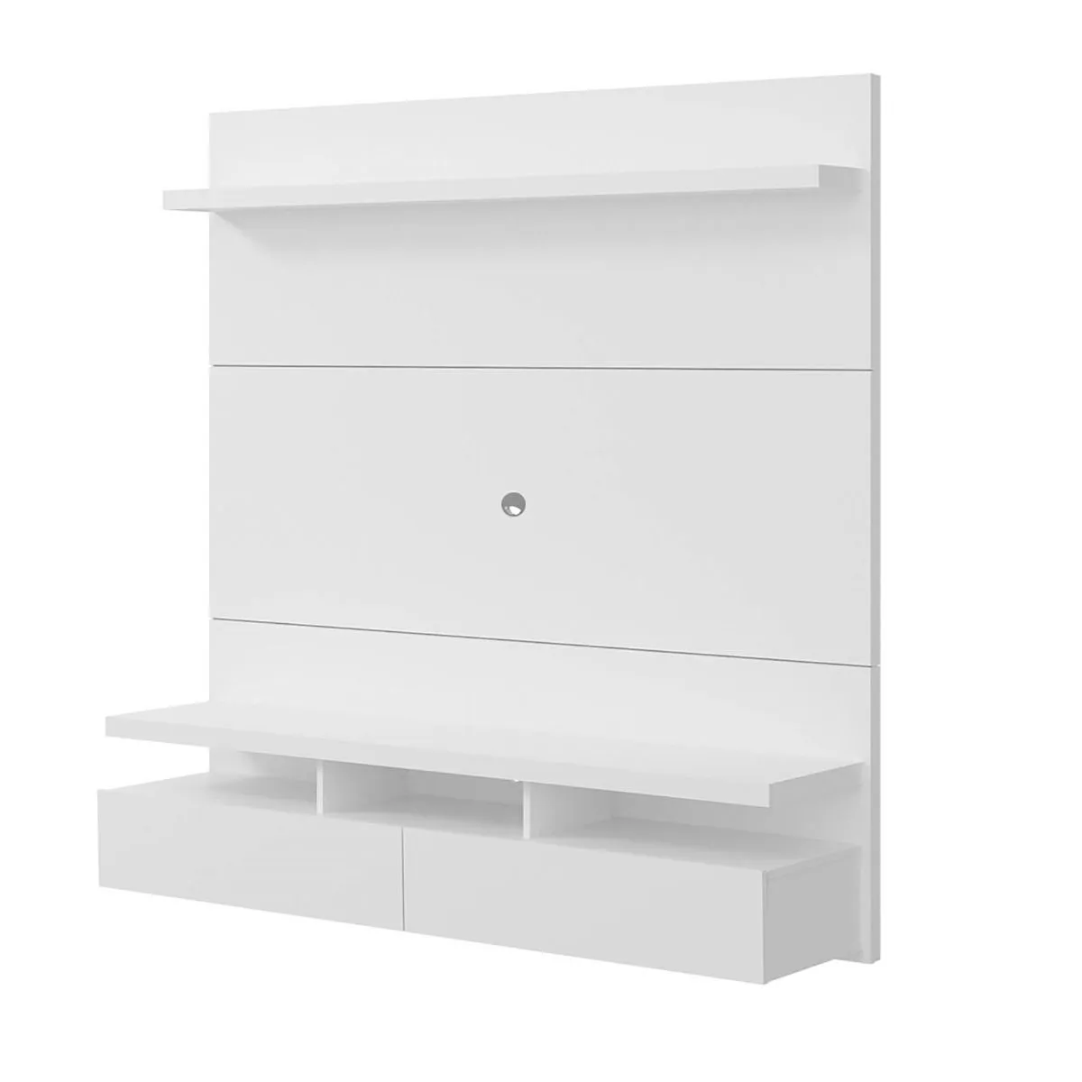 City 62.99 Modern Floating Entertainment Center with Media Shelves in White Gloss