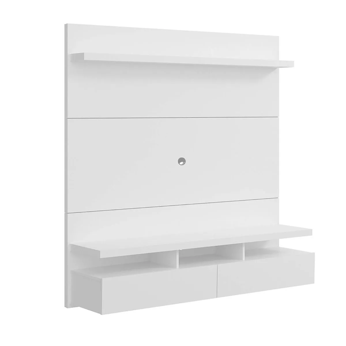 City 62.99 Modern Floating Entertainment Center with Media Shelves in White Gloss