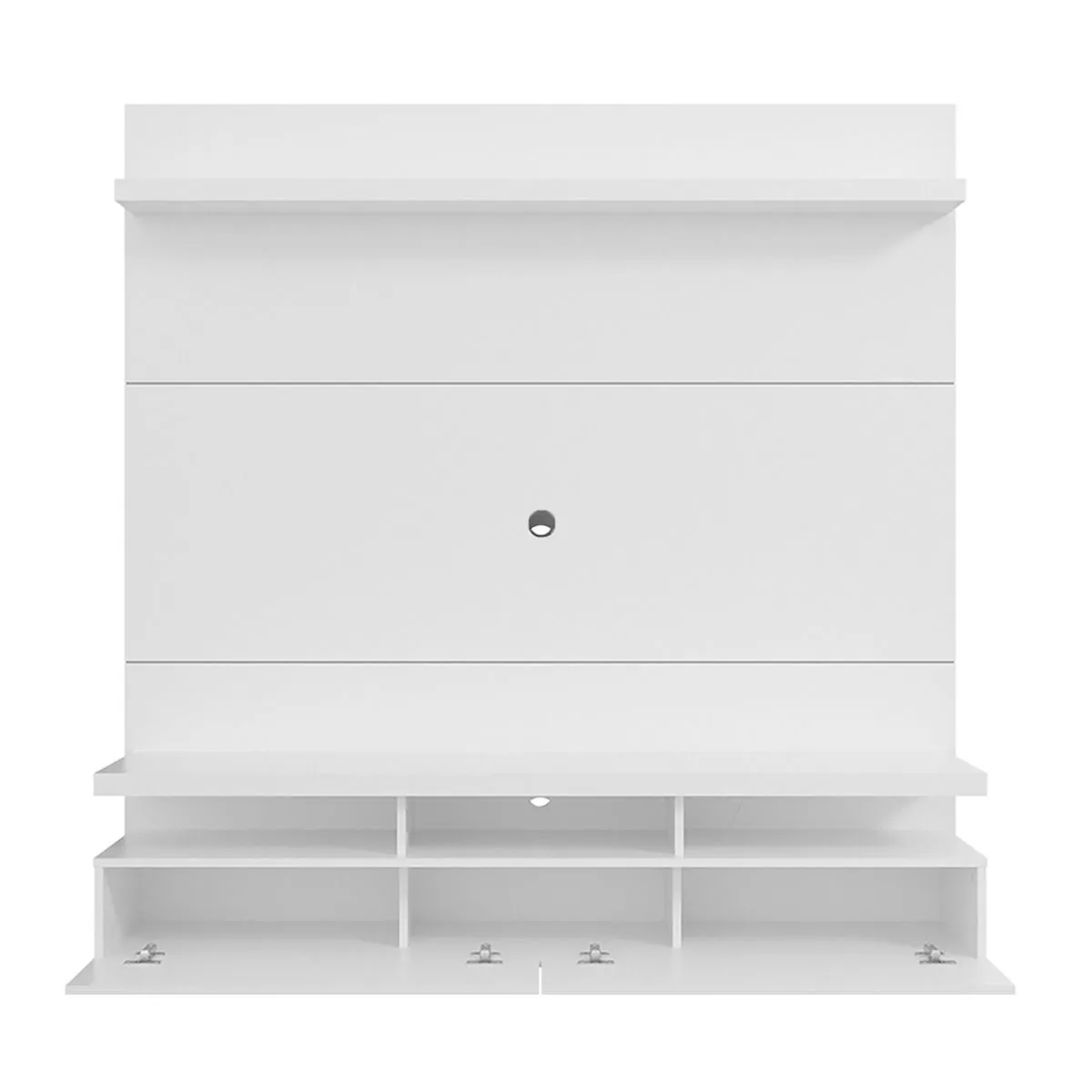 City 62.99 Modern Floating Entertainment Center with Media Shelves in White Gloss