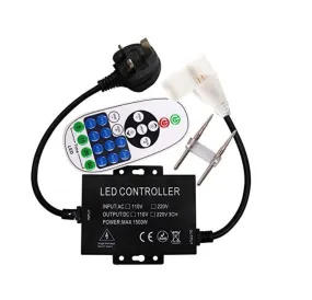COB LED Strip AC 220 240V 23-Key RF Remote Control 1500W Dimmer Transformer for Brightness Adjustment
