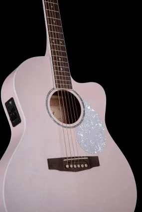 Cort Jade Classic Series Acoustic-Electric Cutaway Guitar, Pastel Pink Open Pore With Gig Bag