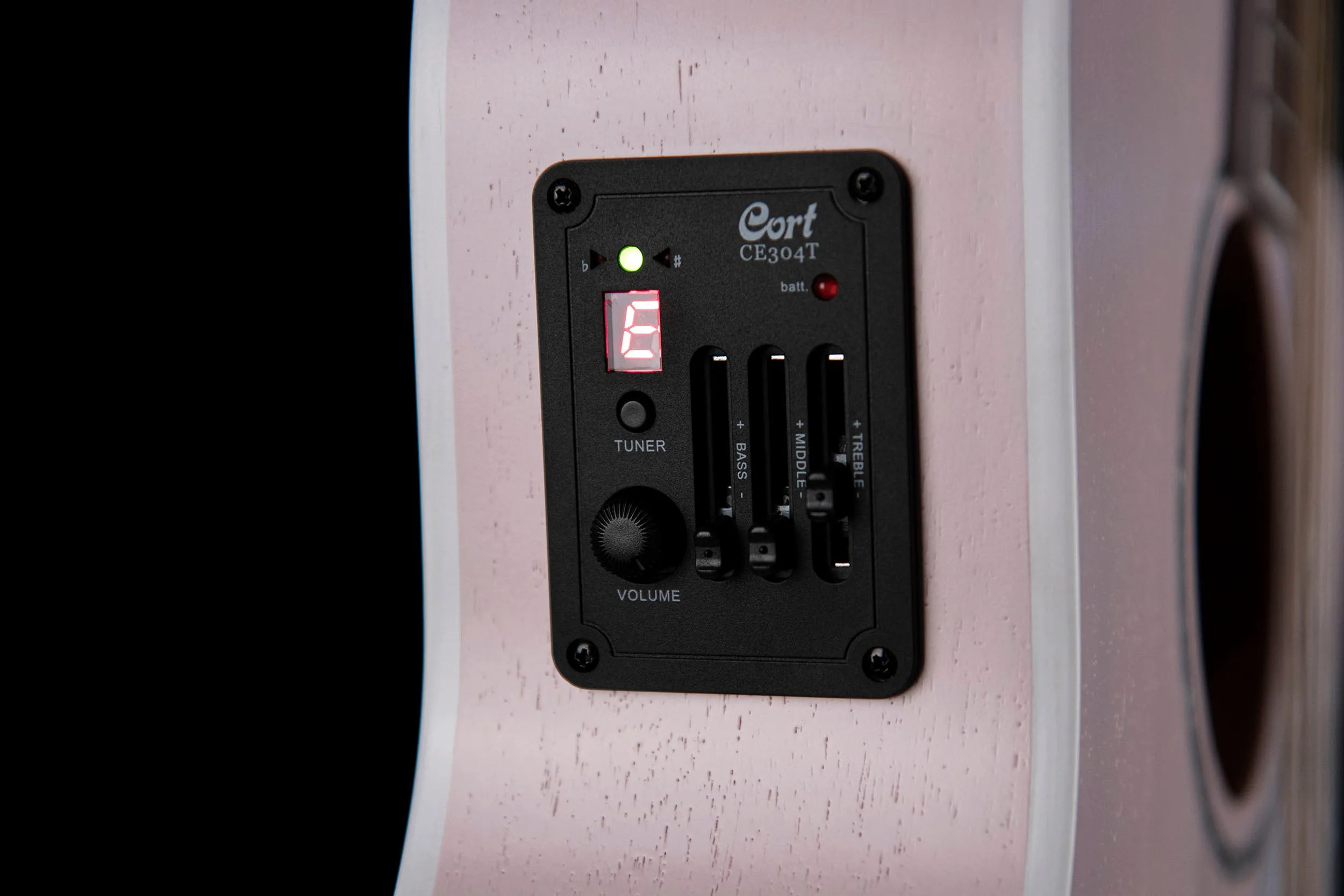 Cort Jade Classic Series Acoustic-Electric Cutaway Guitar, Pastel Pink Open Pore With Gig Bag