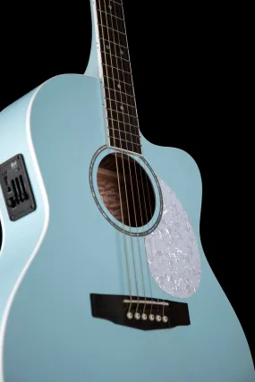 Cort Jade Series Acoustic-Electric Cutaway Guitar, Sky Blue Open Pore With Gig Bag
