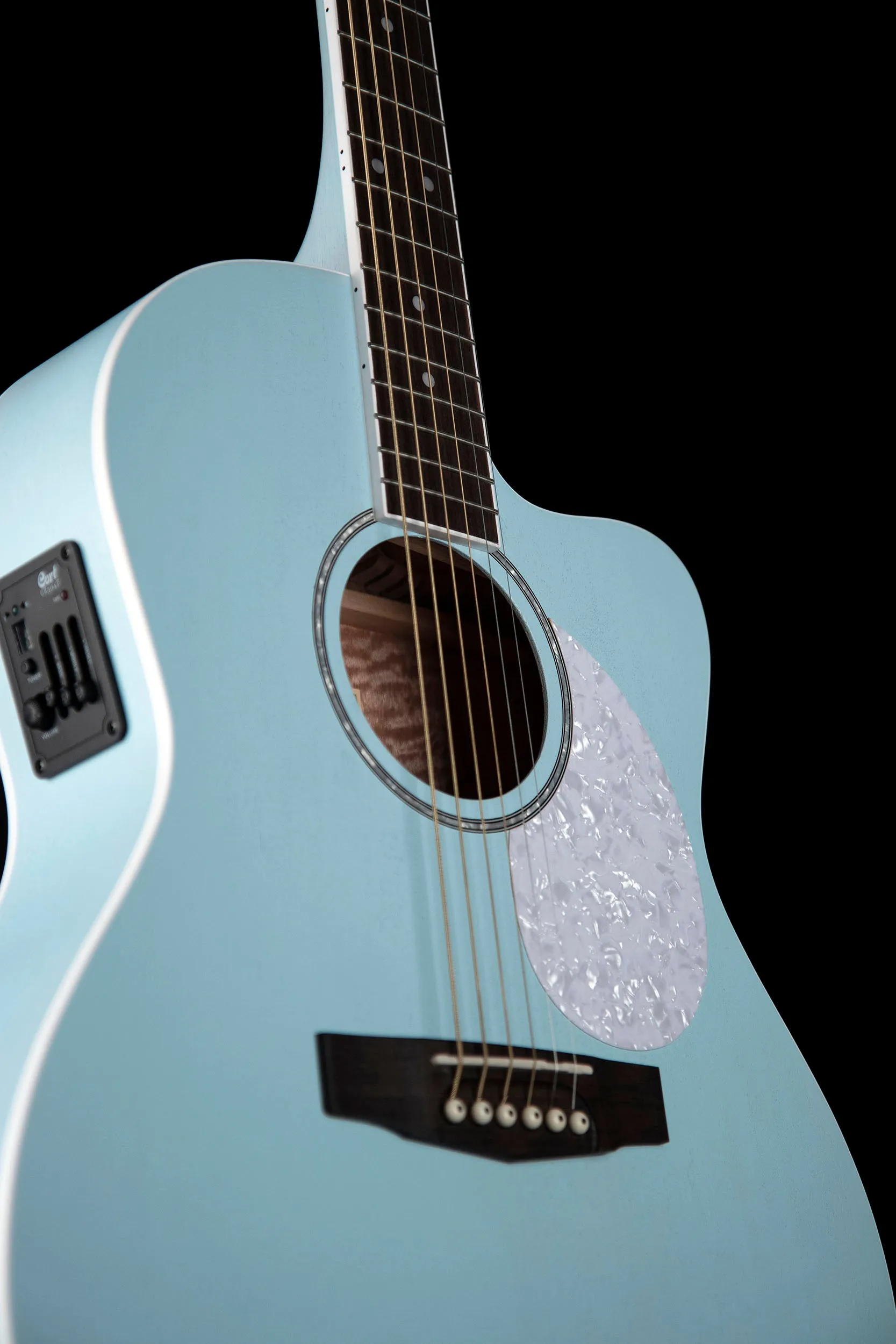 Cort Jade Series Acoustic-Electric Cutaway Guitar, Sky Blue Open Pore With Gig Bag