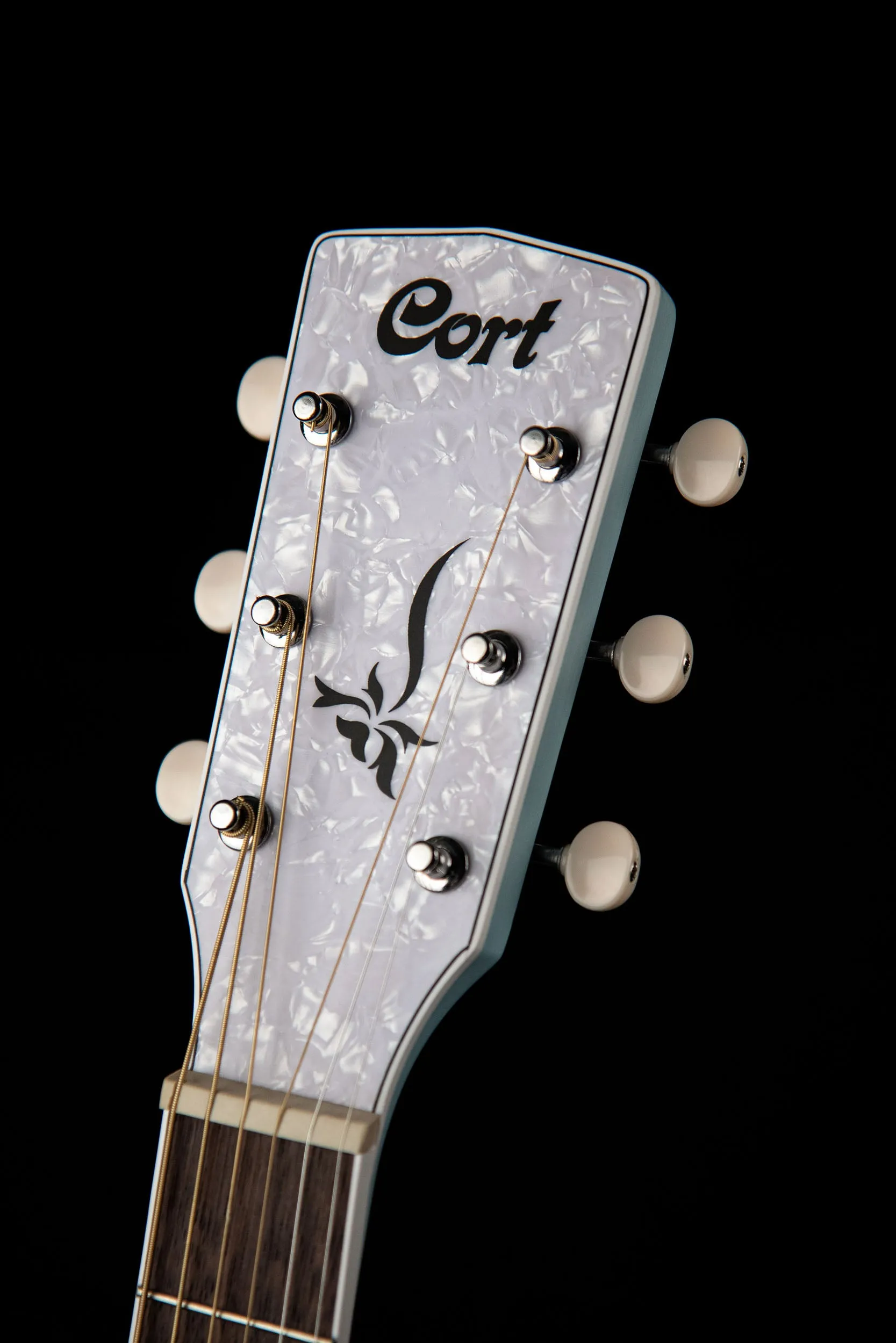 Cort Jade Series Acoustic-Electric Cutaway Guitar, Sky Blue Open Pore With Gig Bag