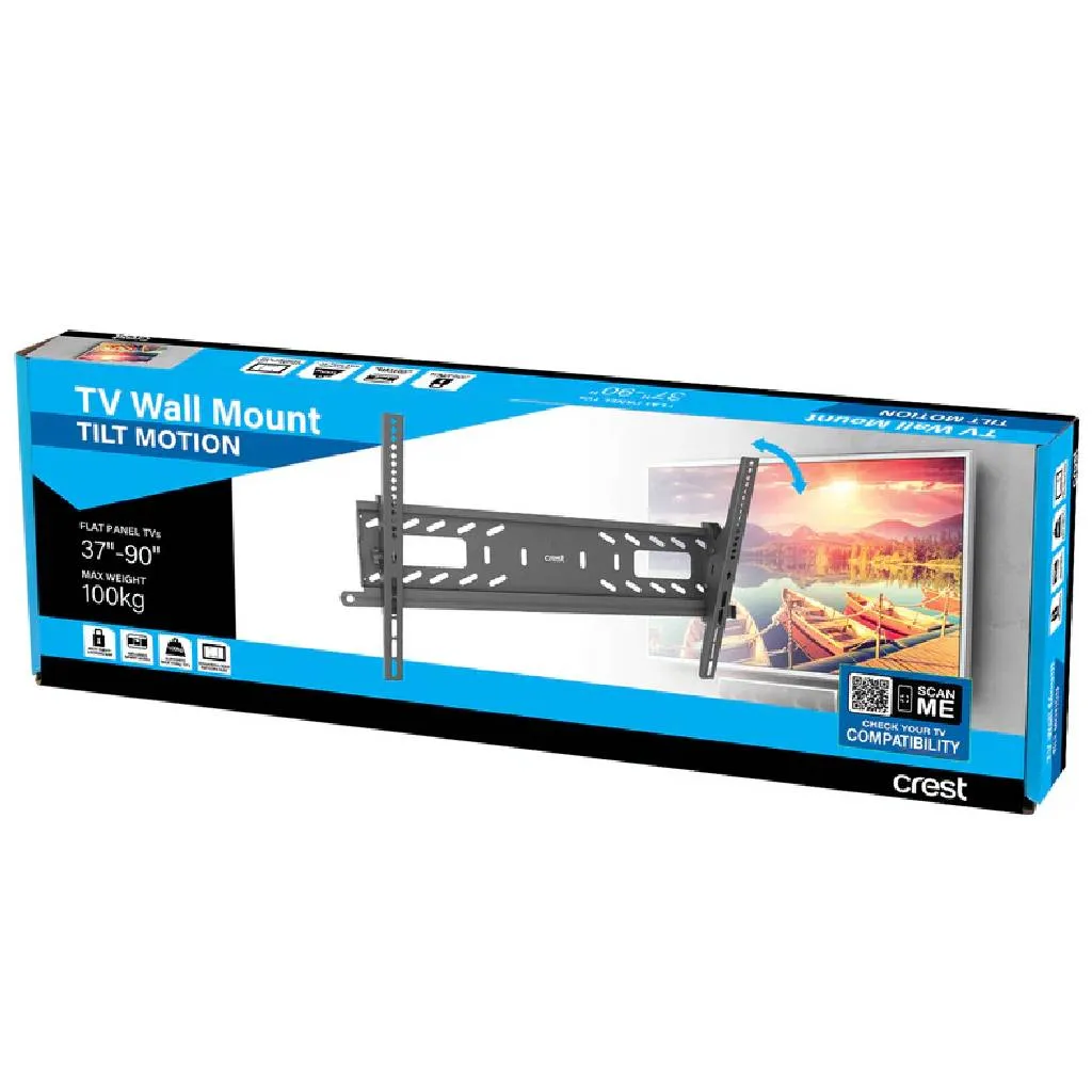 Crest MFP1TL 37" - 90" Black Tilt Motion TV Wall Mount