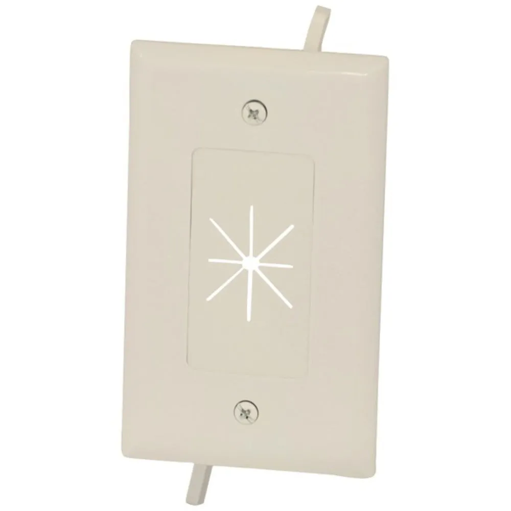 DataComm Electronics 45-0014-LA 1-Gang Cable Plate with Flexible Opening (Light Almond)