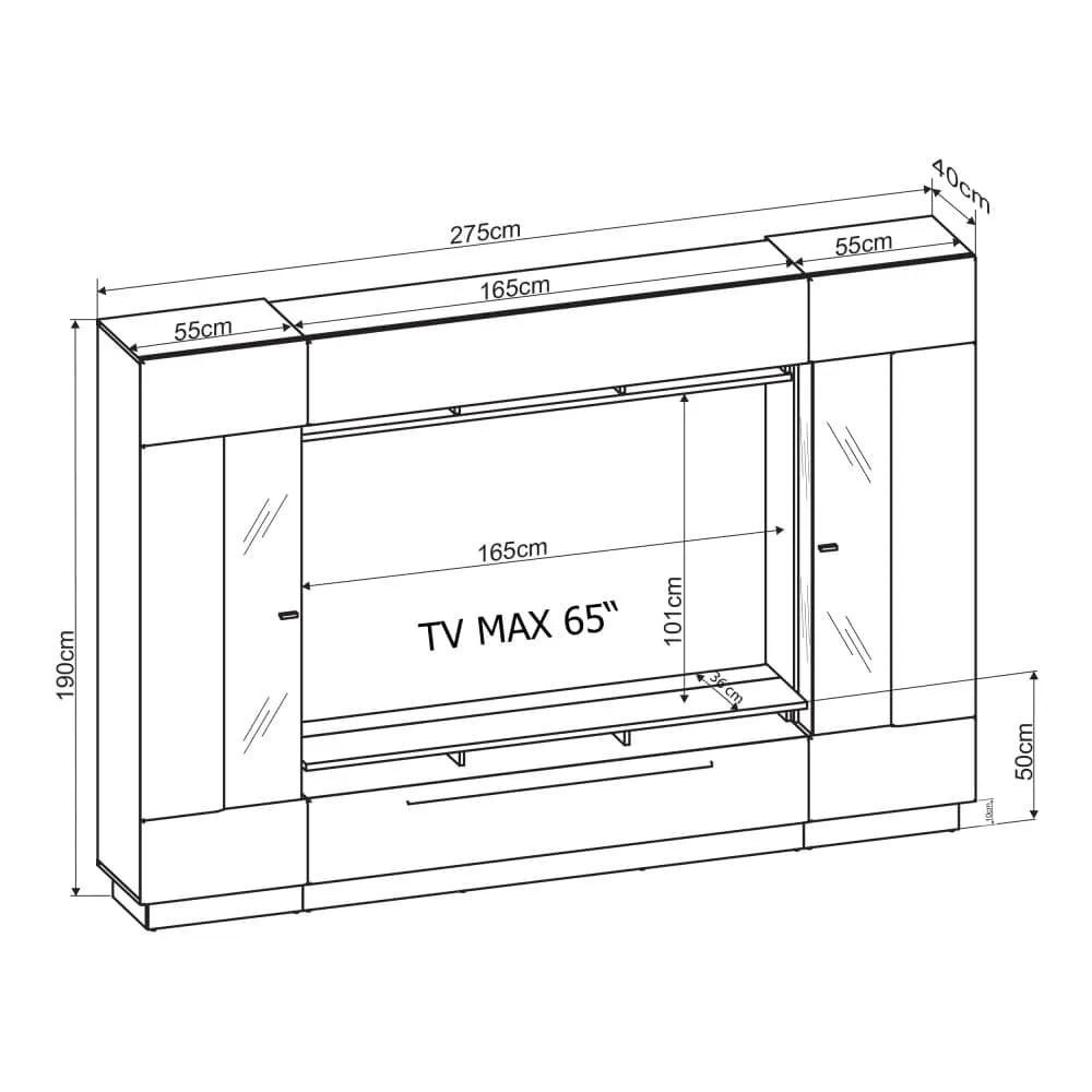 Denira Entertainment Unit For TVs Up To 65"