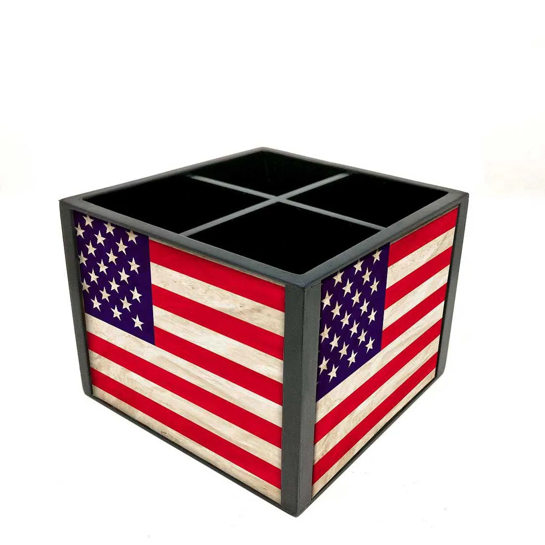 Desk Organizer For Stationery -  American Vintage Distressed Flag