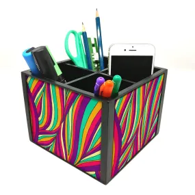 Desk Organizer For Stationery -  Colored Waves
