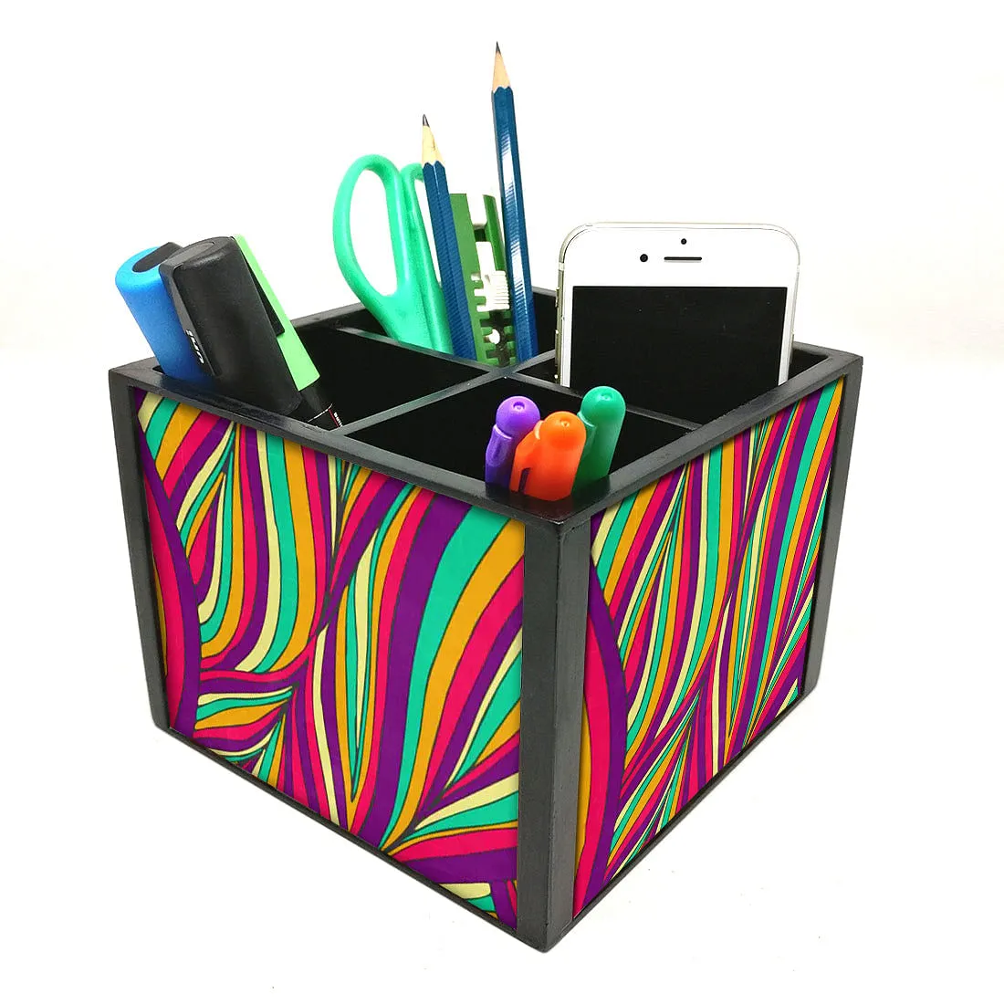 Desk Organizer For Stationery -  Colored Waves