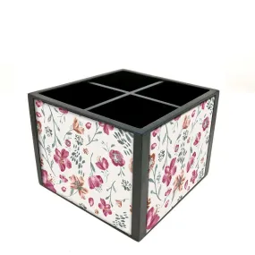 Desk Organizer For Stationery -  Cute Red Baby Flowers