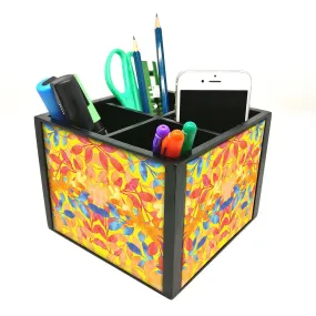 Desk Organizer For Stationery -  Leaves Yellow
