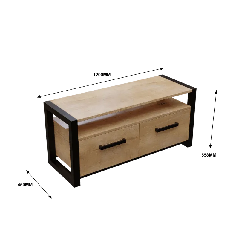 Dilleto TV Unit with Drawers in Small Size in Wooden Texture