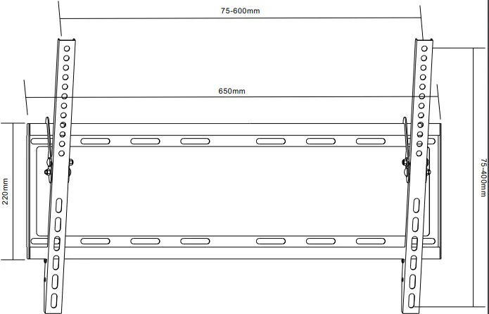Fixed Flat Wall TV Bracket 37" 40" 43" 46" 50" 55" 60" 65" 70" 75" Tilt 8° VESA Max 600x400 Black