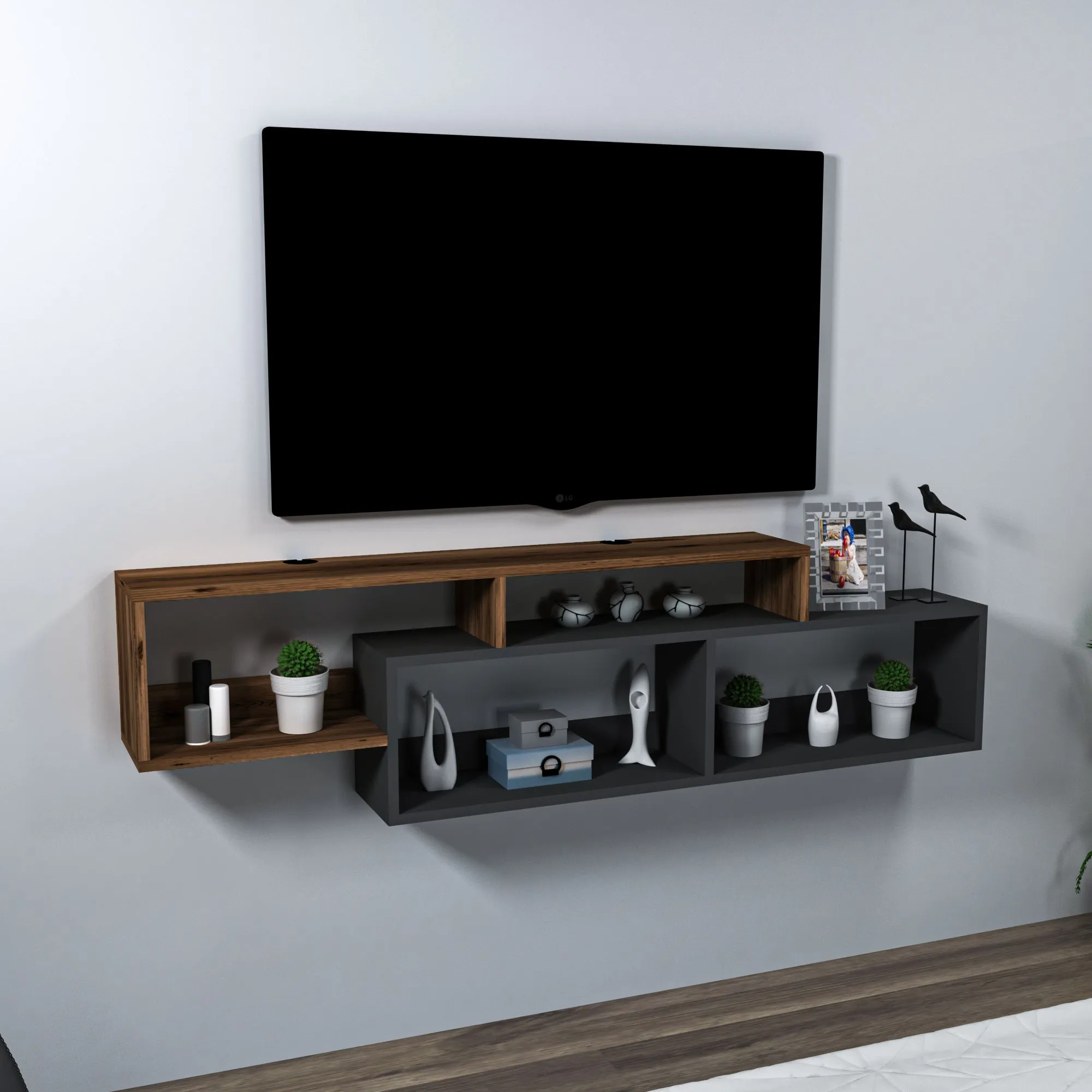 Frank Floating TV Stand with Shelves for TVs up to 70"