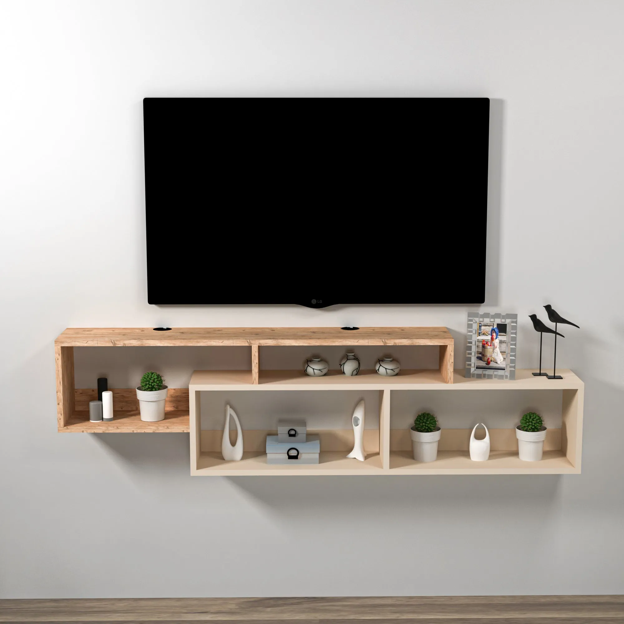 Frank Floating TV Stand with Shelves for TVs up to 70"
