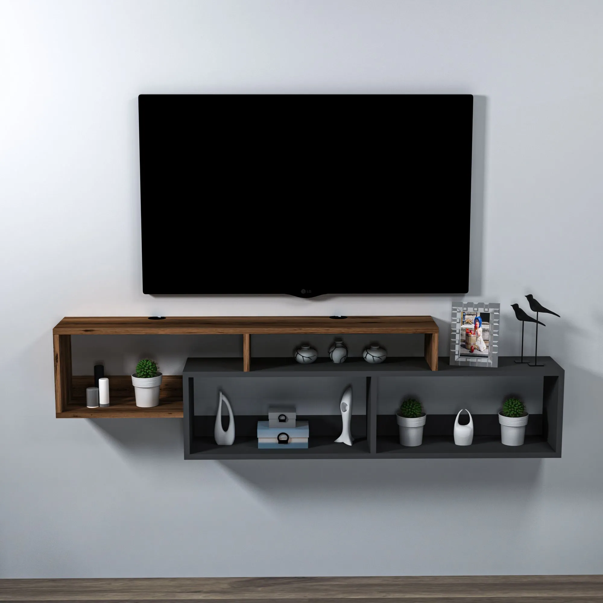 Frank Floating TV Stand with Shelves for TVs up to 70"