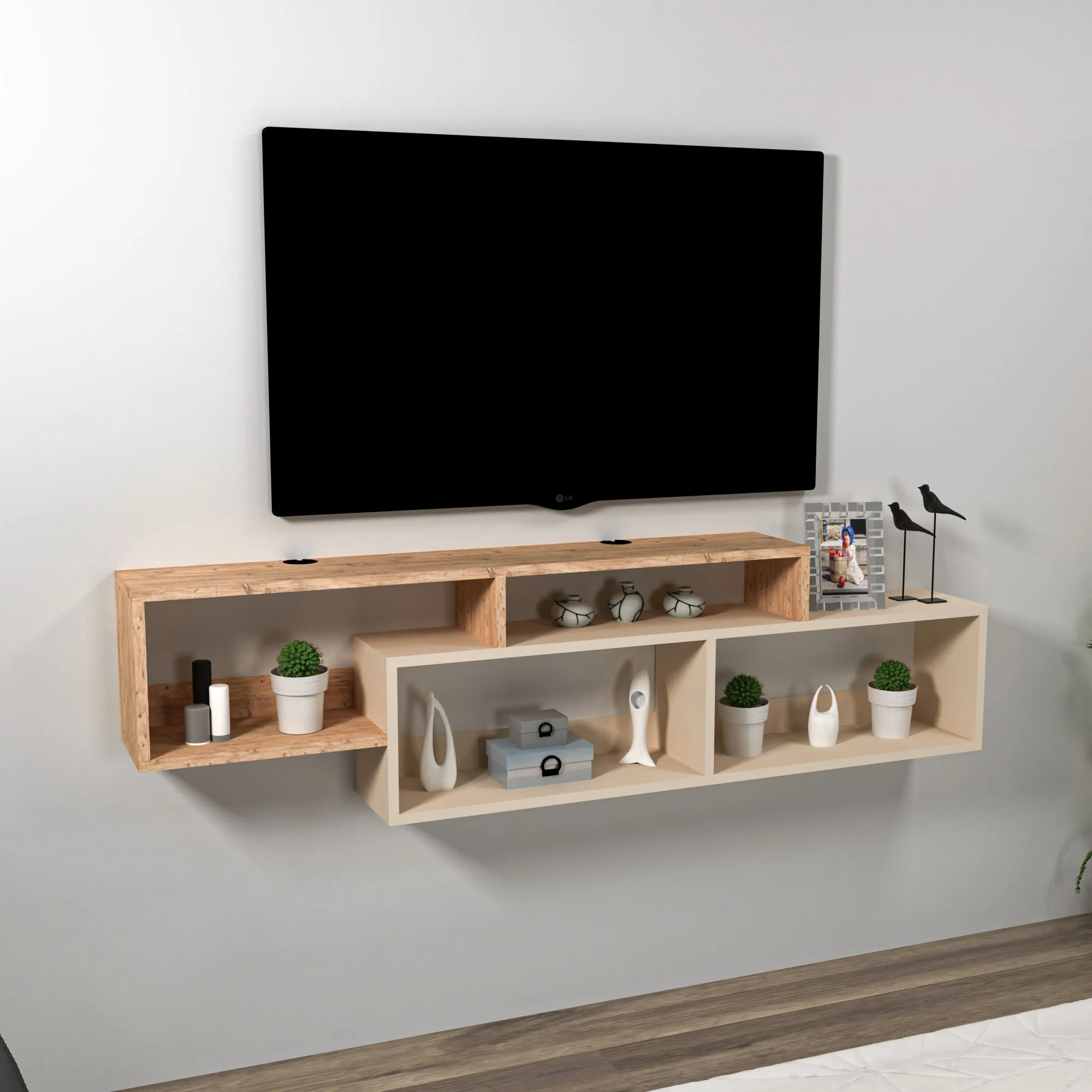 Frank Floating TV Stand with Shelves for TVs up to 70"