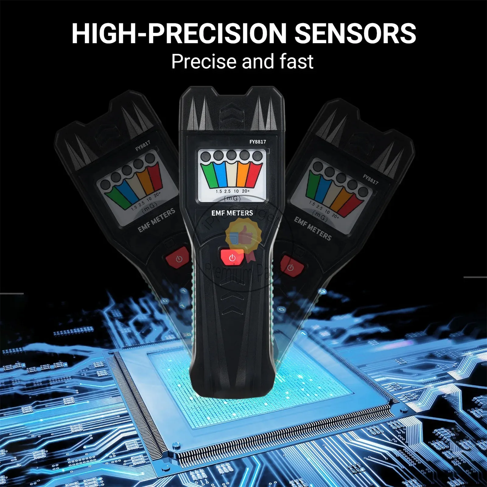 FY8817 Handheld EMF Meter with 5 LED Magnetic Field Detector Household Electromagnetic Radiation Meter Magnetic Field Tester