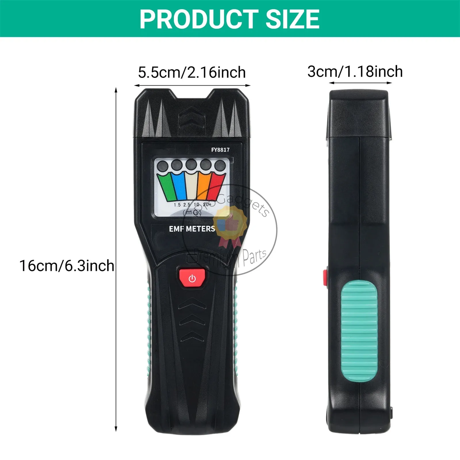 FY8817 Handheld EMF Meter with 5 LED Magnetic Field Detector Household Electromagnetic Radiation Meter Magnetic Field Tester