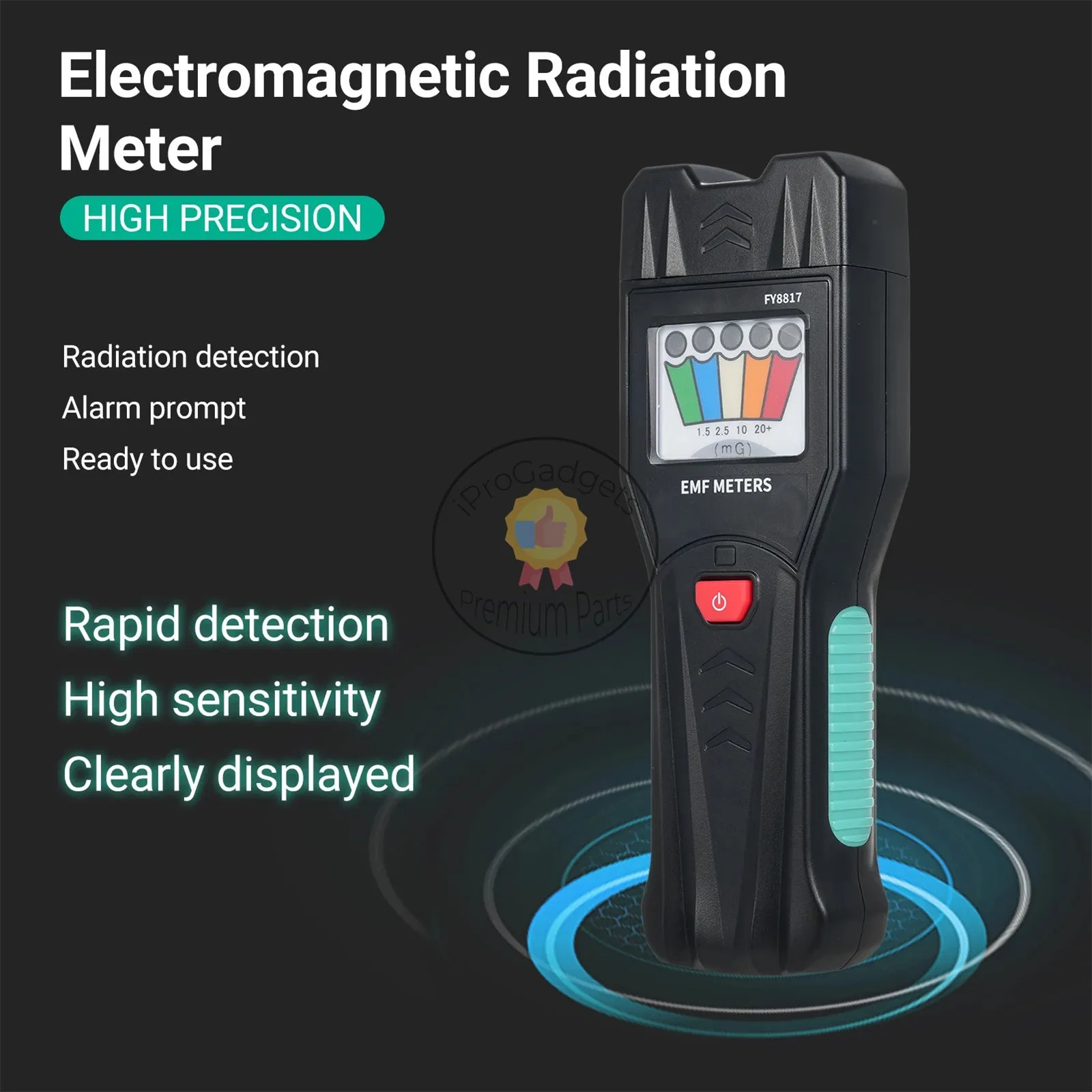 FY8817 Handheld EMF Meter with 5 LED Magnetic Field Detector Household Electromagnetic Radiation Meter Magnetic Field Tester