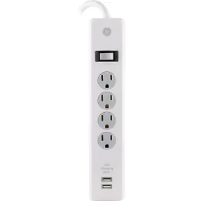 GE 4-Outlet 2 USB Port Surge Protector with 6 Foot Cord