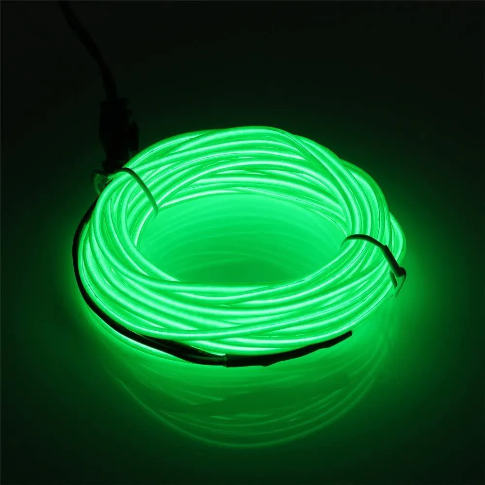 Green Exterior Rope Lights 9.8ft/3m EL Wire DIY Glowing Flexible Wire Light Electroluminescent Wire Light Kit