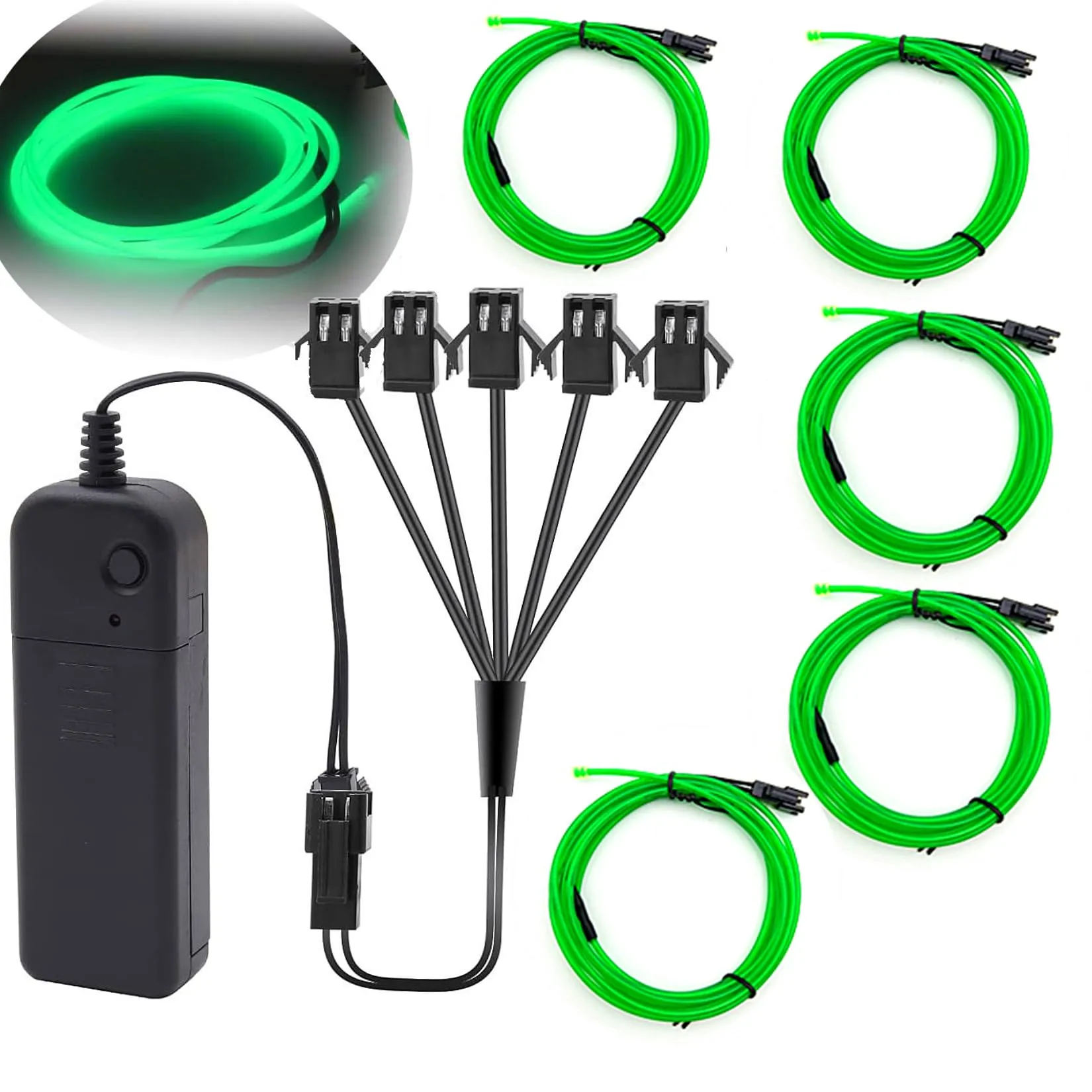 Green Exterior Rope Lights 9.8ft/3m EL Wire DIY Glowing Flexible Wire Light Electroluminescent Wire Light Kit