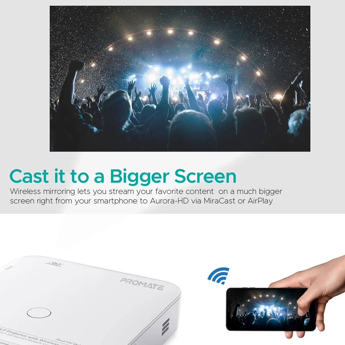High Definition Pocket DLP Projector with Wireless Mirroring