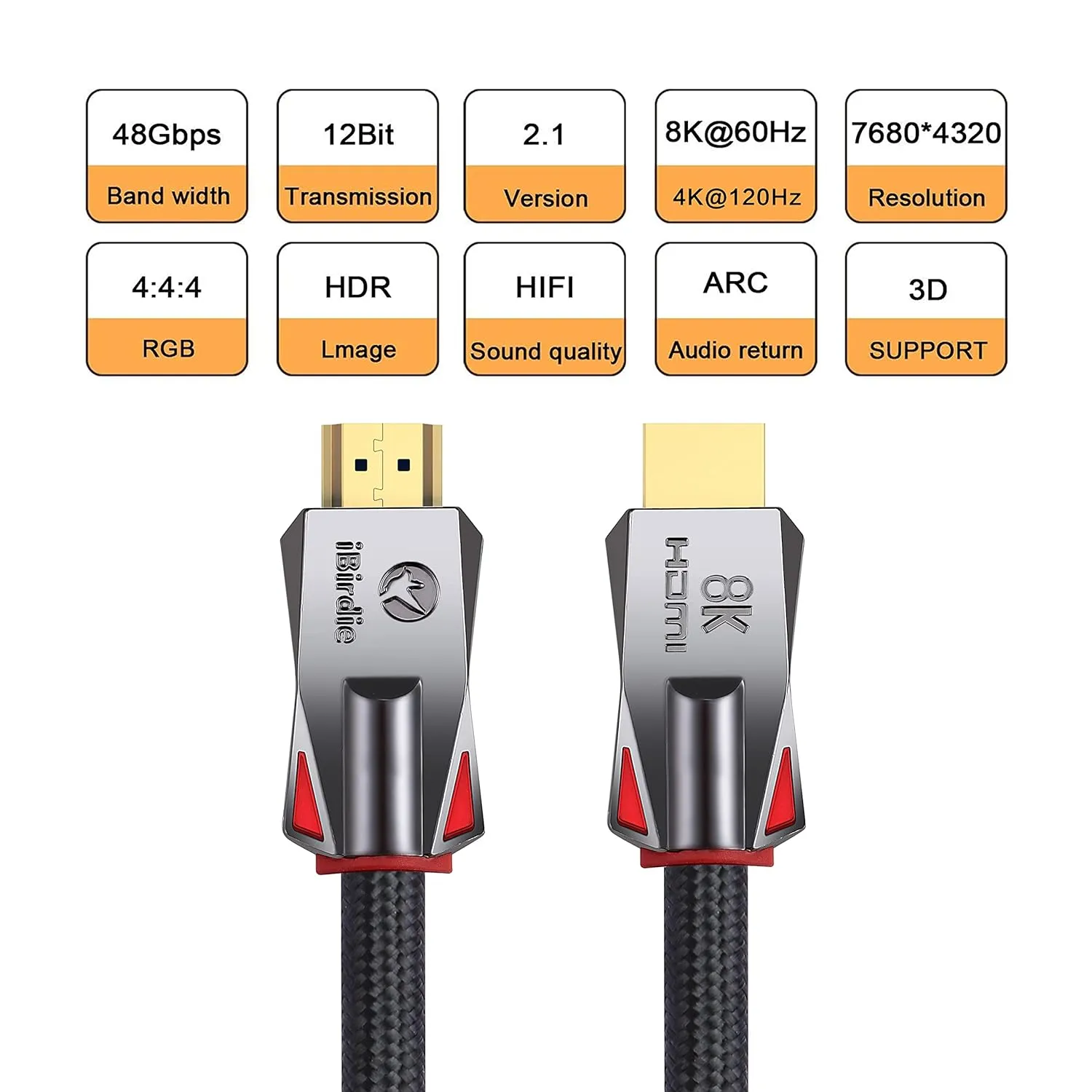 iBirdie 8K Fiber Optic HDMI 2.1 Cable Male to Male (50 Ft)