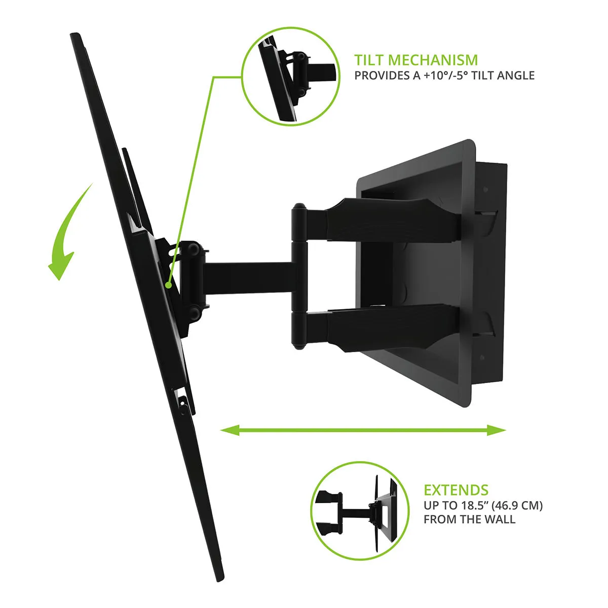 Kanto R300 Recessed In-Wall Full-Motion Mount for 32" - 55" TVs