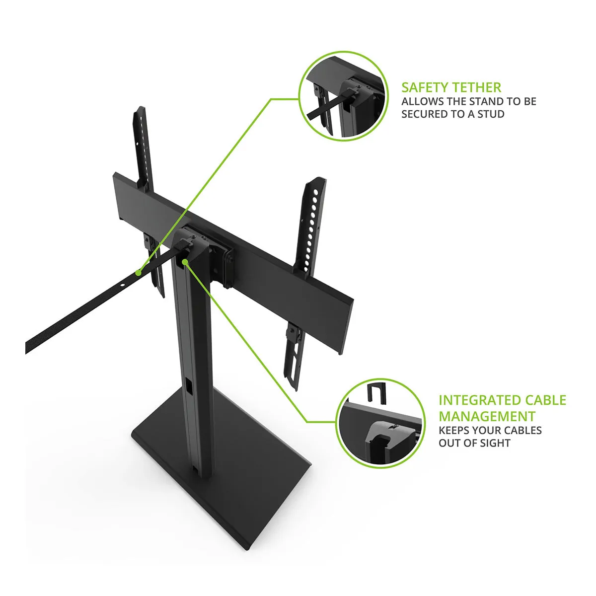 Kanto TTS100 Adjustable Table Top TV Mount with Integrated Cable Management for 37" - 65" TV