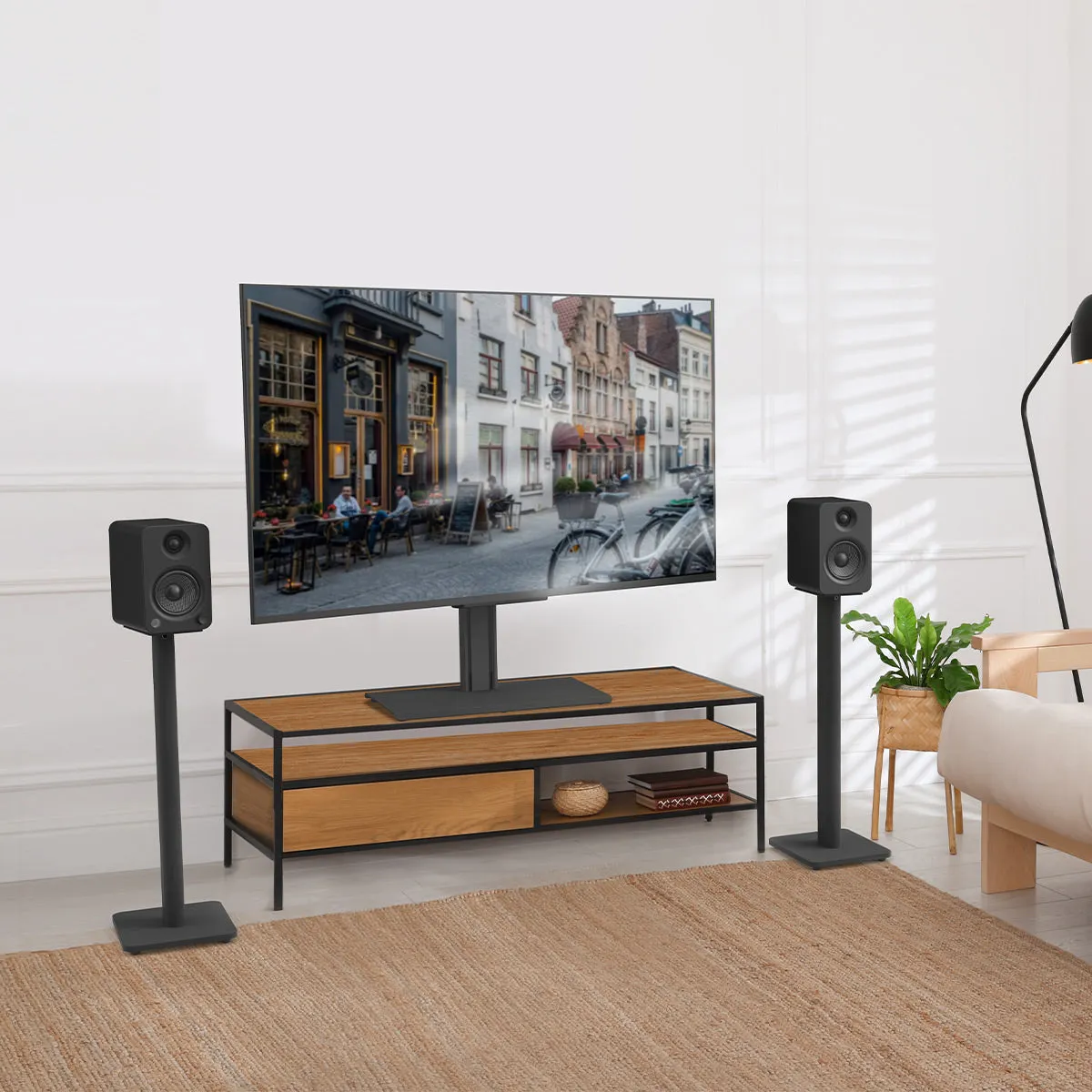 Kanto TTS100 Adjustable Table Top TV Mount with Integrated Cable Management for 37" - 65" TV