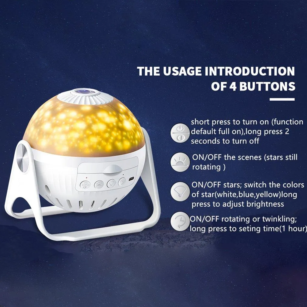 LED Star Projector Night Light 7 In 1 Planetarium Projection Galaxy Starry Sky Projector Lamp USB Rotating With Speaker우주 무드등