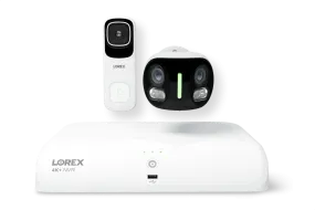 Lorex Wireless Fusion - 4K  NVR with 4K Wired Doorbell and 4K Dual Lens Smart Security Lighting Camera