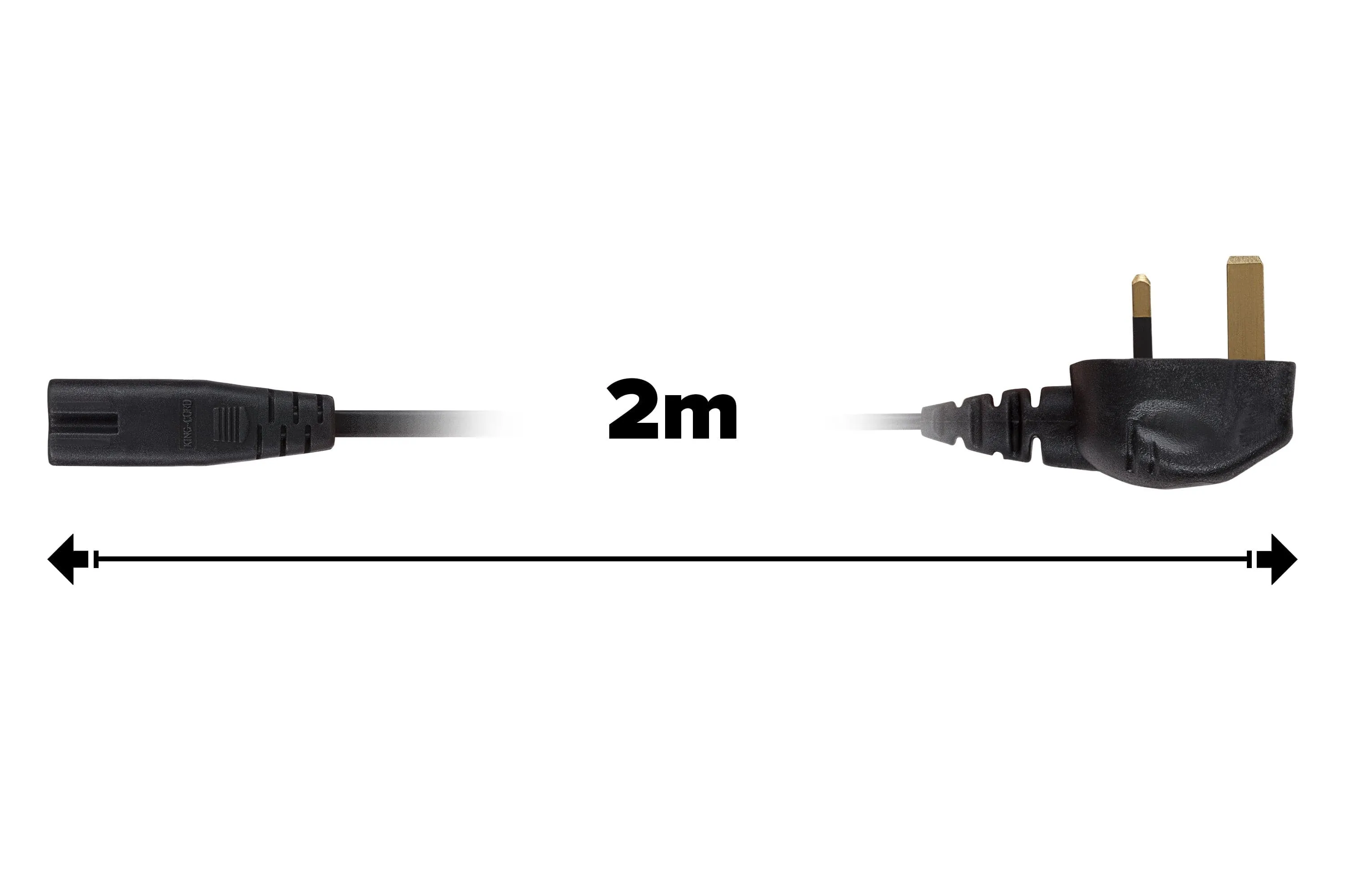 Maplin Power Lead IEC C7 Fig 8 2 Pin Plug to UK 3 Pin Mains Plug - 2m, 3 Amp Fuse