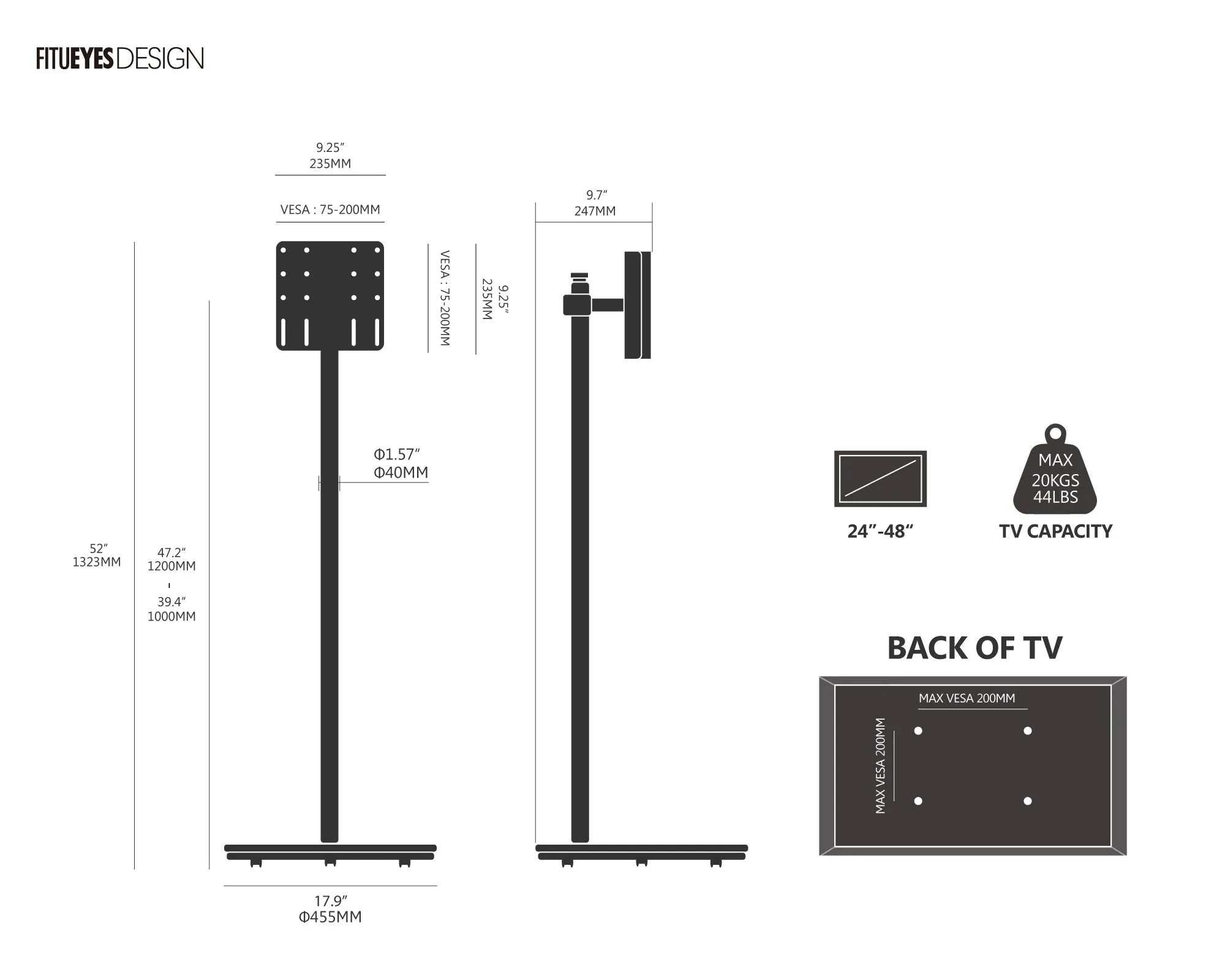 Master V2 PRO FT48 Corner TV Stand
