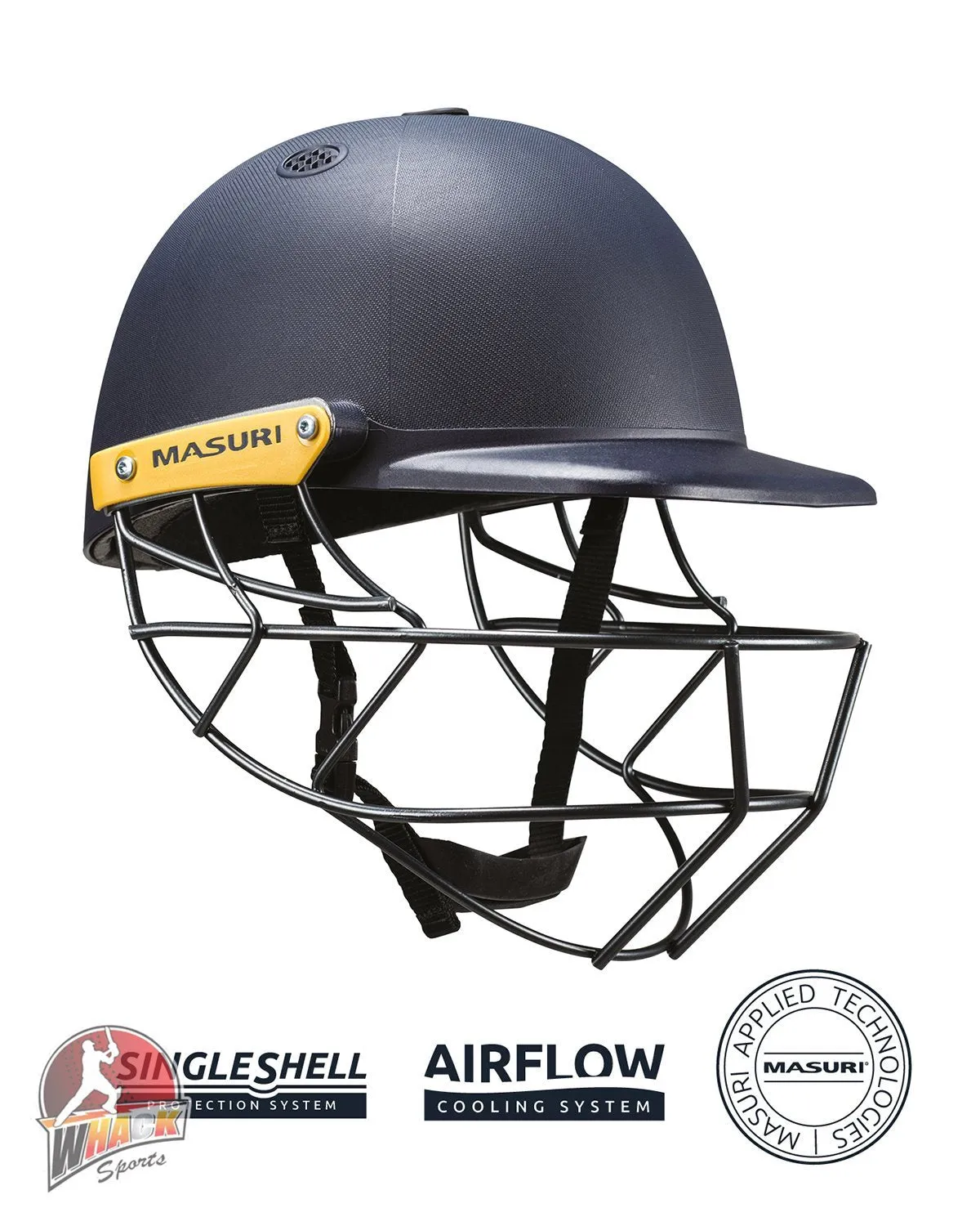 Masuri C Line Stainless Steel Cricket Batting Helmet - Black - Senior