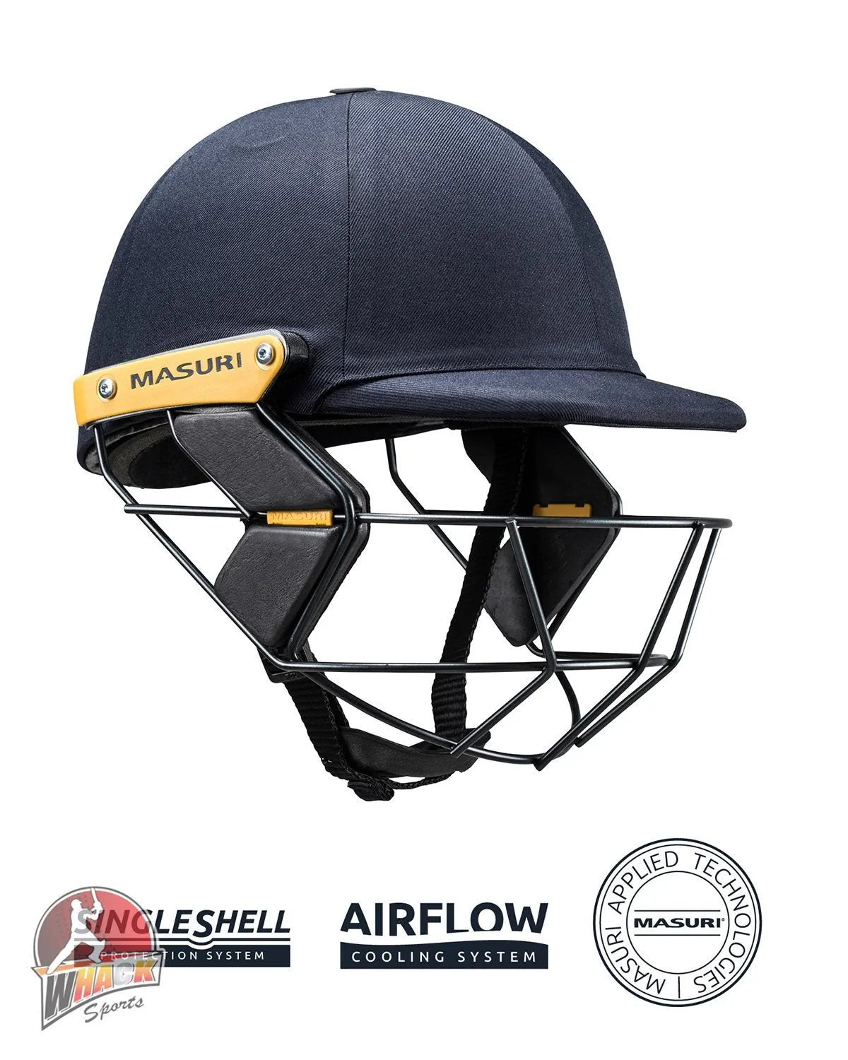 Masuri T Line Stainless Steel Cricket Batting Helmet - Black - Youth