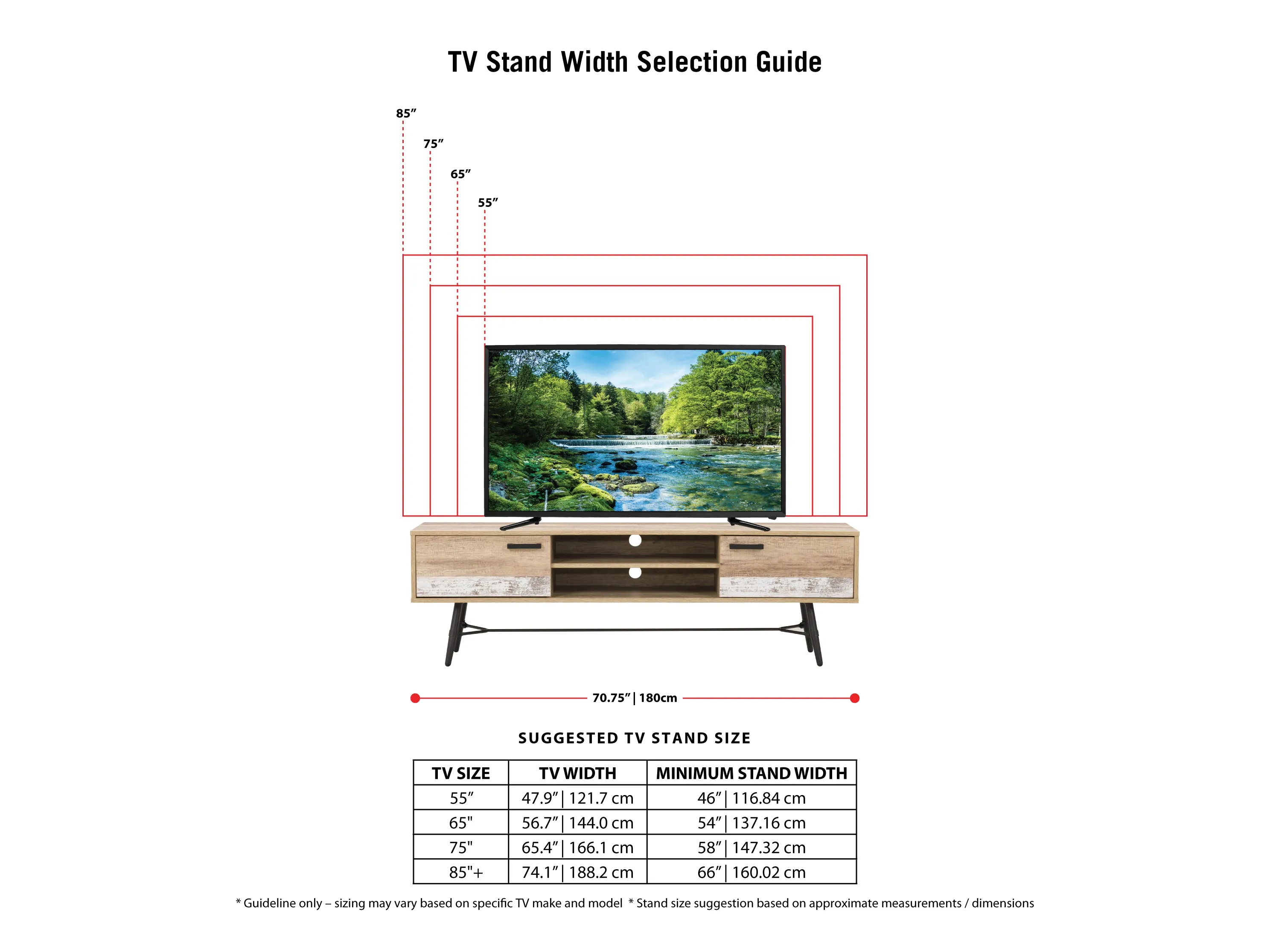 Mid Century Modern TV Stand, TVs up to 85"