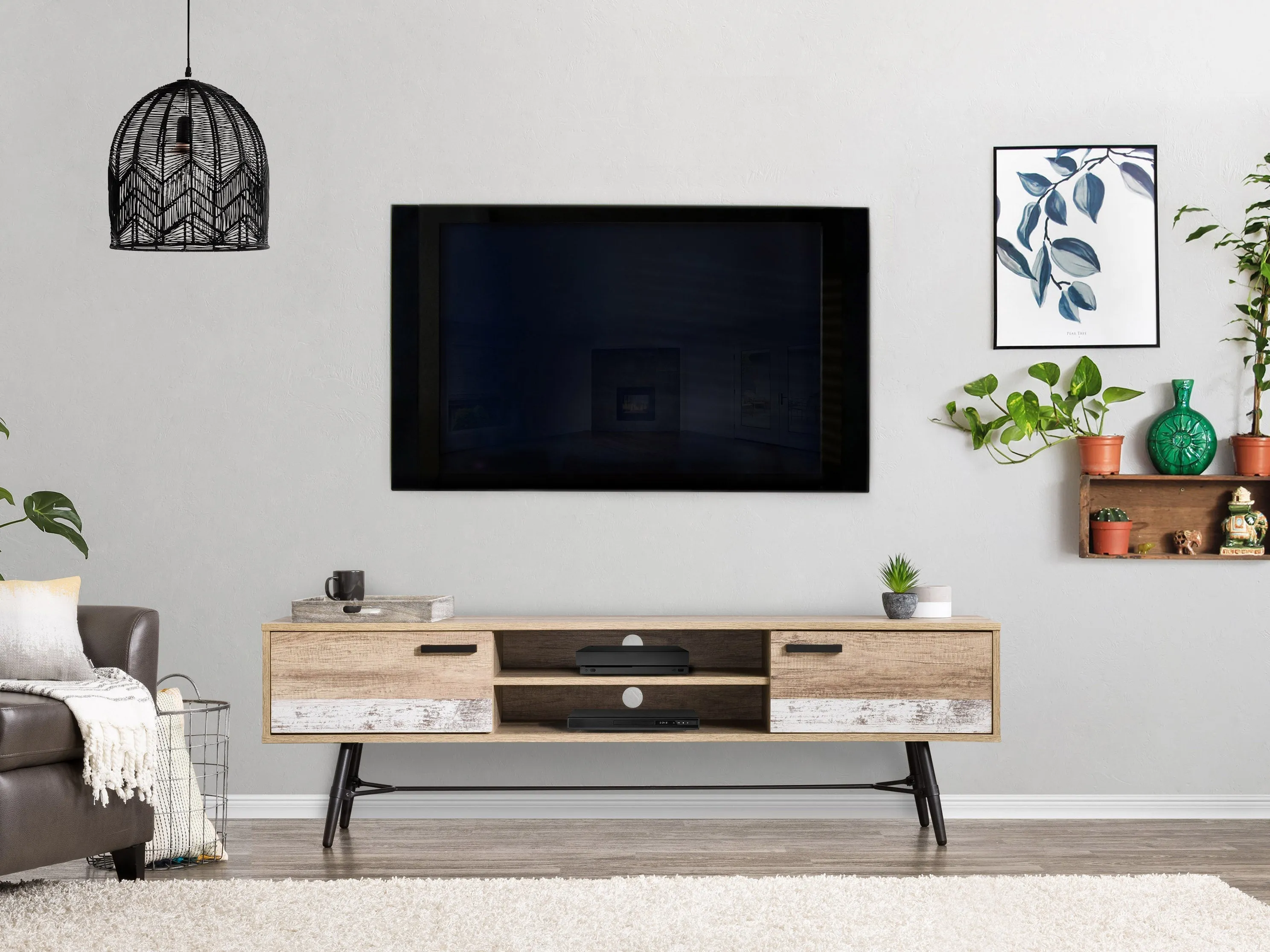 Mid Century Modern TV Stand, TVs up to 85"
