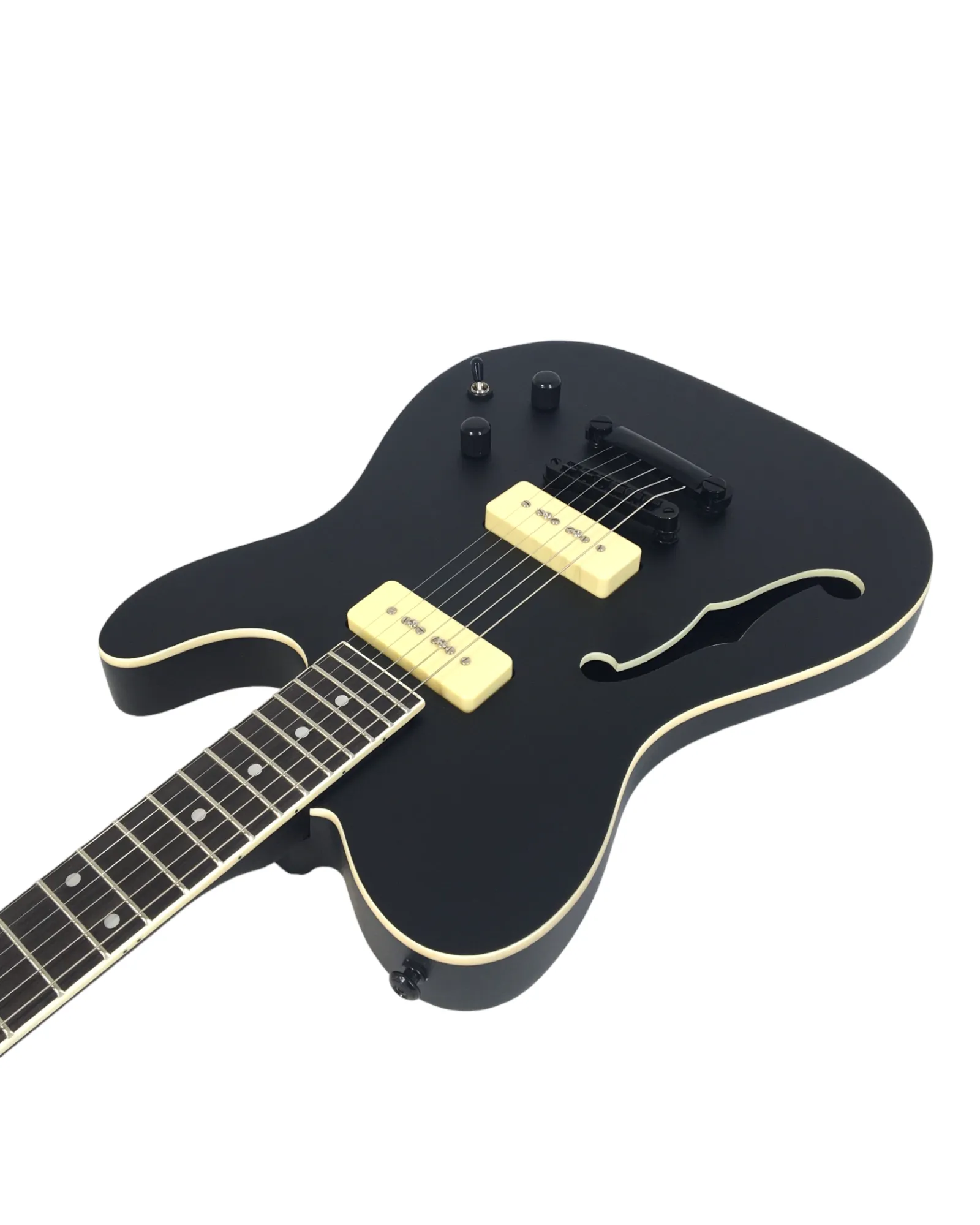 Midnight Muse: Haze Semi-Hollow M-90 Pickup HTL Electric Guitar- Black HSE501BK
