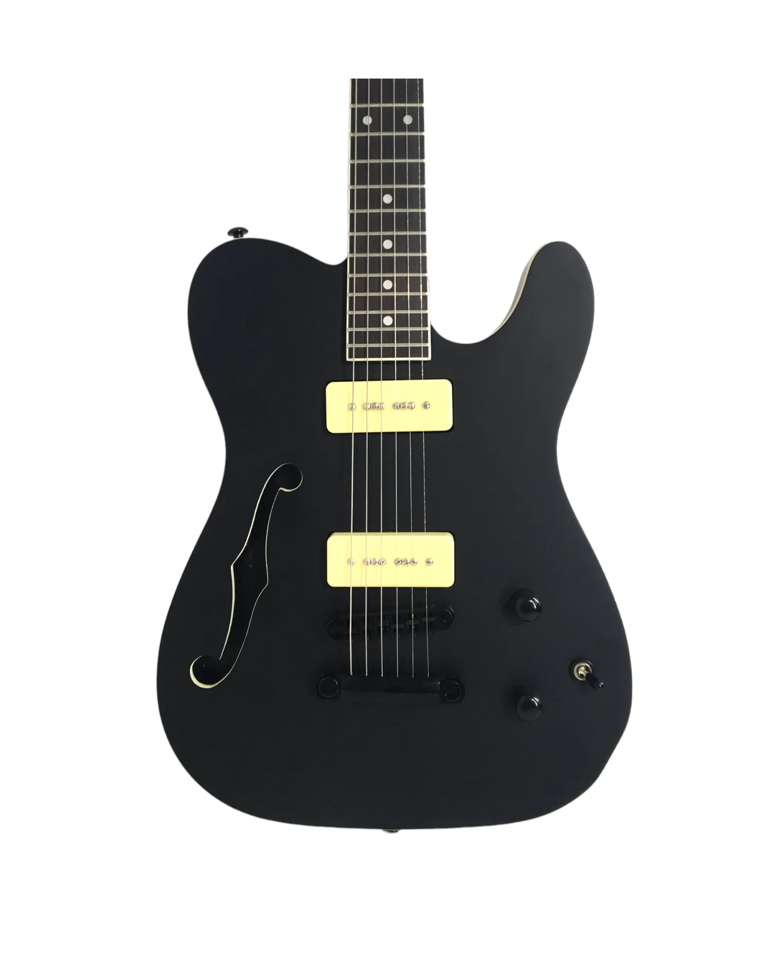 Midnight Muse: Haze Semi-Hollow M-90 Pickup HTL Electric Guitar- Black HSE501BK