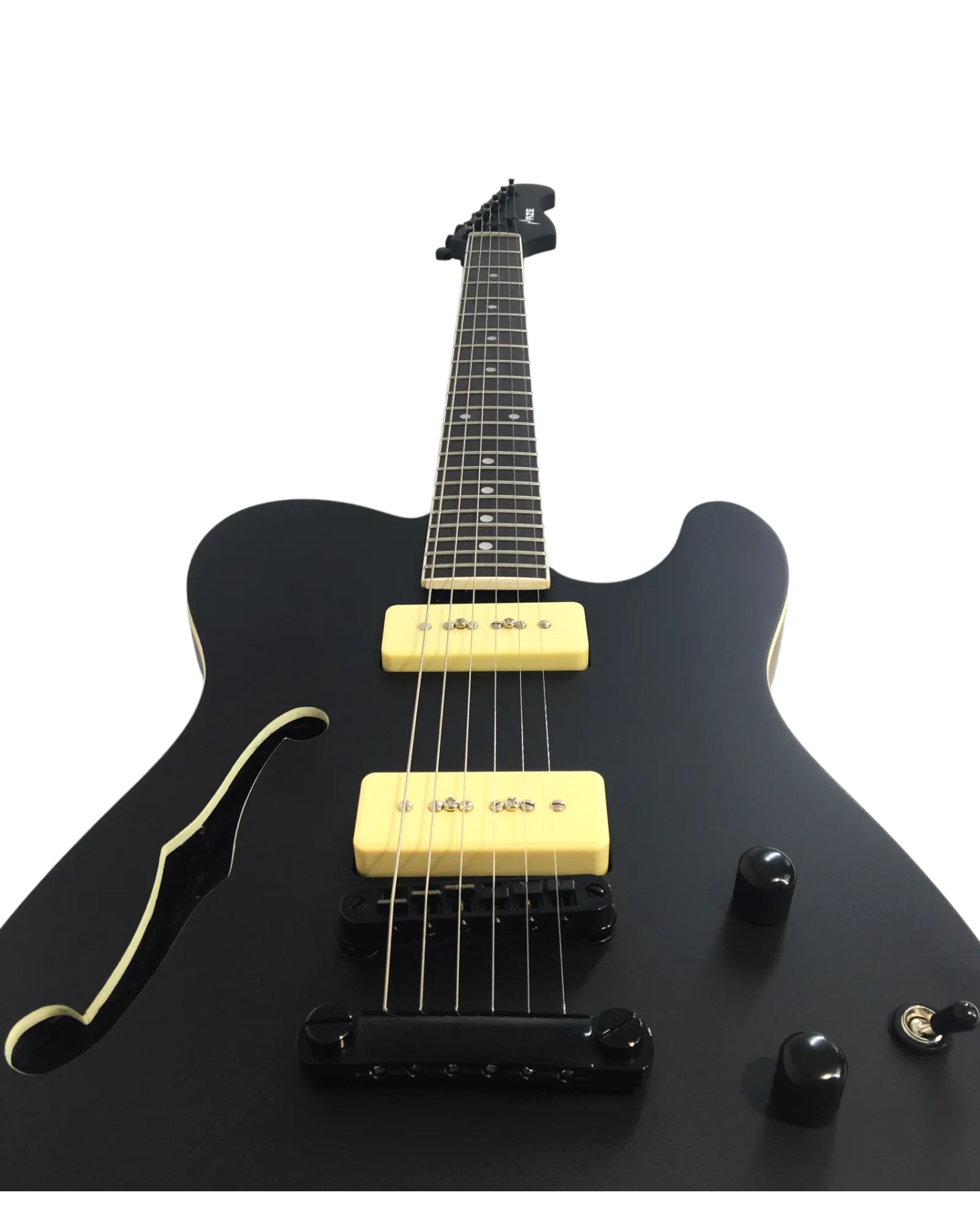 Midnight Muse: Haze Semi-Hollow M-90 Pickup HTL Electric Guitar- Black HSE501BK